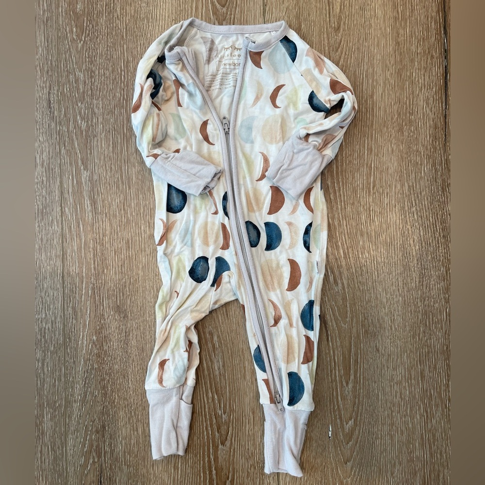 Little Sleepies Moon Phase Pajamas - Cream, Blue, Brown